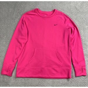 Nike Therma-Fit Women's XL Pink Fleece Crewneck Sweatshirt Kangaroo Pocket